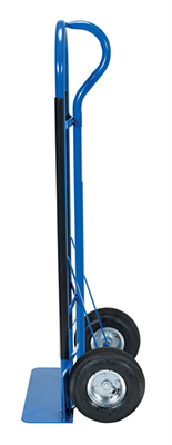 Side view of loop handle on the heavy duty steel hand truck.